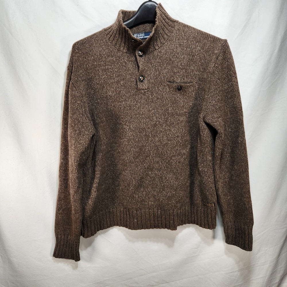 Vintage Polo‎ Ralph Lauren Mens Cotton Pullover Henley Sweater Size Large